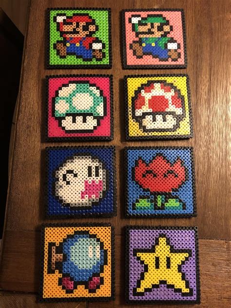 Some perler bead coasters I made a few years ago : r/Mario