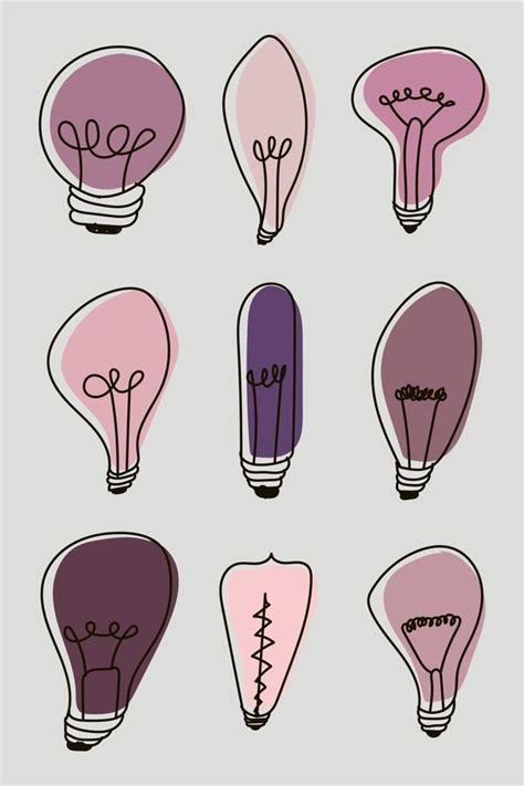 Light Bulbs Doodle Colorful Light Blubs Icon Set Creative Light Bulbs