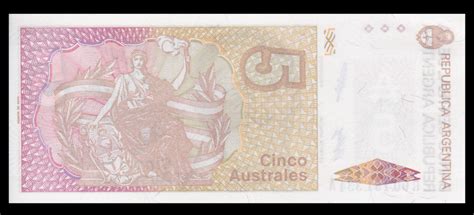 Banknote Argentina P 324b 5 Australes 1989 1 80