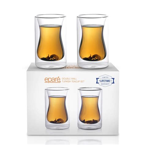 Eparé 6 oz Insulated Tea Glass Set of 2 Double Wall Drinking