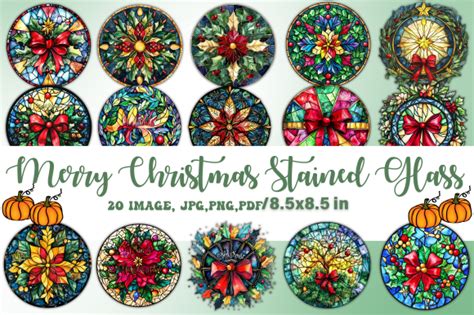 Merry Christmas Stained Glass Graphic By Tshirtado Creative Fabrica