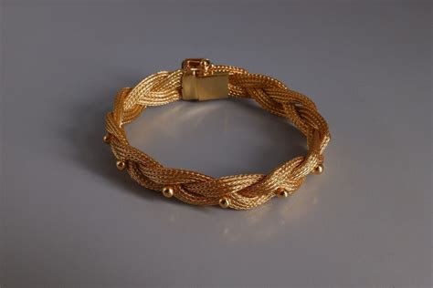 18k Braid Mesh Woven Gold Bracelet Vintage Etsy