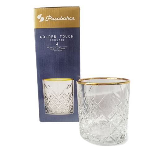 Pasabahce Timeless Crystal Whiskey Golden Touch Glass Cc Turkish