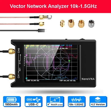 Network Antenna Analyzer NanoVNA H4 10KHz 1 5GHz VNA 4inch LCD 1950MAh