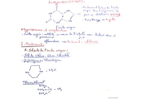 Les hypo uricémiants Chimie Thérapeutique Studocu