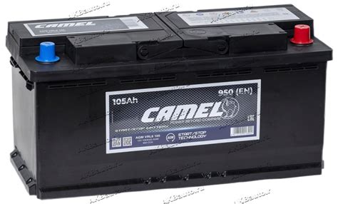 Аккумулятор автомобильный Camel AGM 105 А/ч 950 А обр. пол. Евро авто ...