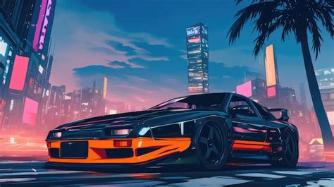 Anime car in the city | AI-generated image