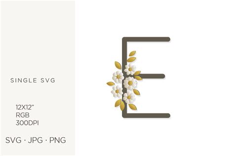 Floral Monogram, Flowers, Letter E Graphic by biljanacvetanovic · Creative Fabrica