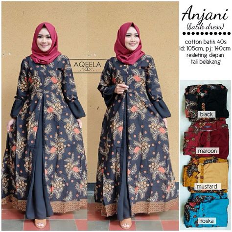 Beli Baju Gamis Batik Muslimah Anjani Longdress Busui Xl