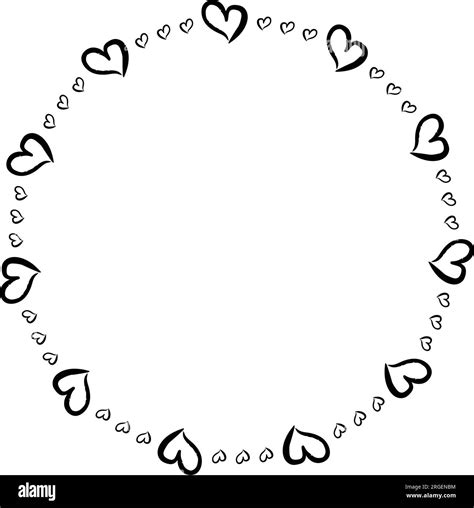 Heart Circle Frame Border For Decorative Vintage Element For Design In