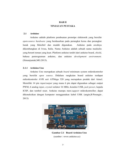 BAB II TINJAUAN PUSTAKA 2 1 Arduino Arduino Adalah Platform