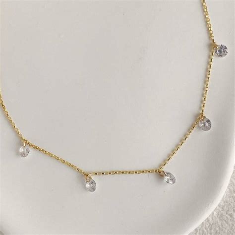 Naked Diamond Station Necklace Five Diamonds By Lily Flo Jewellery