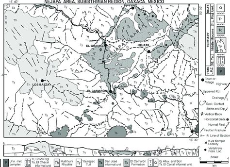 Geologic Map And Structural Section Of The Nejapa Area Subisthmian