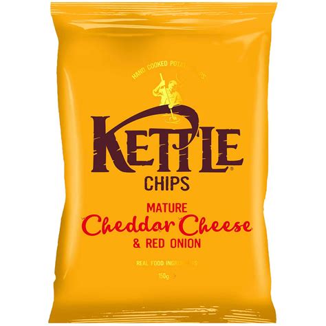 Kettle Hand Cooked Chips Mature Cheddar Red Onion 130g Sweets Ch