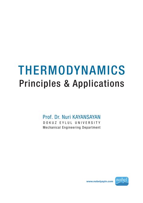 (PDF) Thermodynamics - Principles and Applications