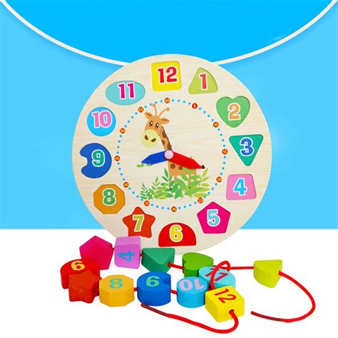 Kids Handmade Wooden Educational Clock Toys New Child Baby 17cm Clock ...