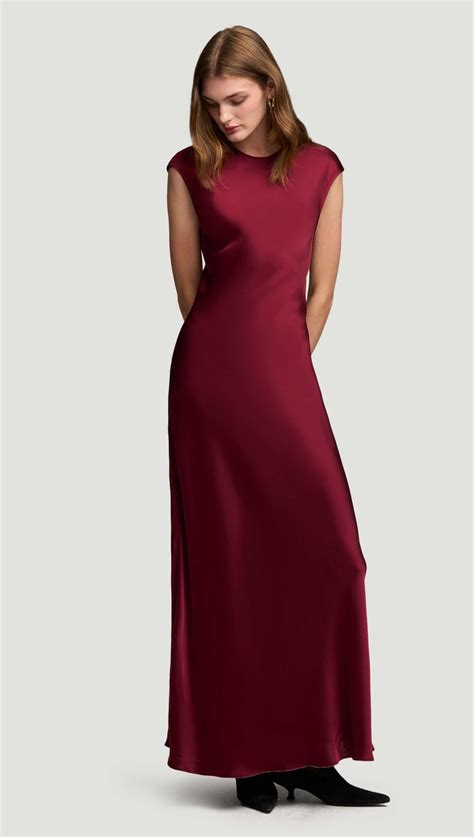 Bias Dress in Viscose Satin | Women's Dresses | Argent | Maxi dress
