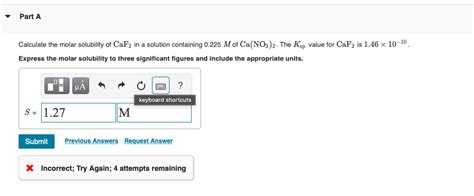 Solved Part A Calculate The Molar Solubility Of CaF In A Chegg