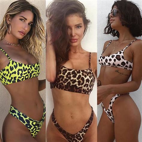 Buy Women Sexy Leopard Printed Bikini Set Spagetti Push Up Padded Two