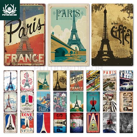 Putuo Decor Paris Vintage Tin Sign Plaque Metal Retro British Coffee