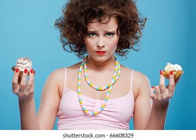 Portrait Beautiful Curly Brunette Girl Cake Stock Photo 69639916