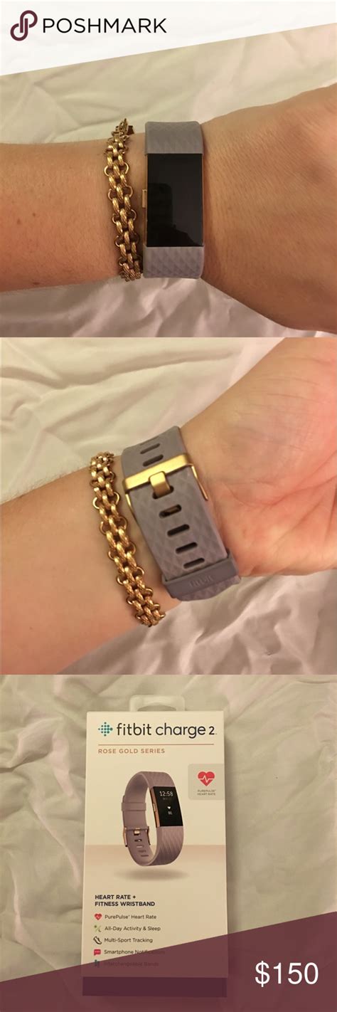 Fitbit Charge 2 Rose Gold Series W Lavender Band Fitbit Fitbit Accessories Band