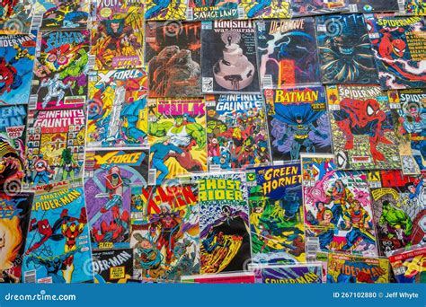 Vintage Comic Book Collection Showing Comic Book Covers Editorial Image