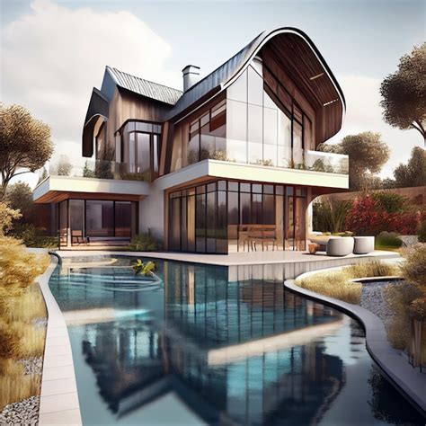 Premium Photo | Modern luxury house with swimming pool