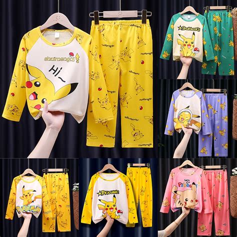 Pikachu Pajama Para Crian As Pokemon Sleeve Meninos E Meninas Desenho