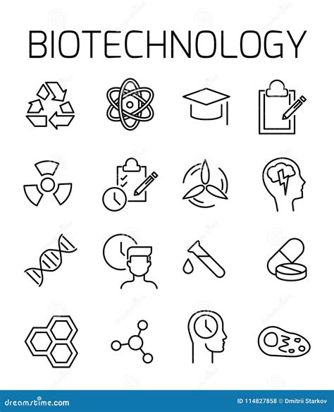 Biotechnology Related Vector Icon Set Stock Vector Illustration Of