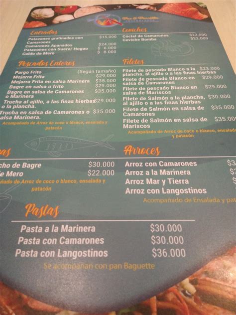 Carta de Restaurante Pez Parrilla Bogotá