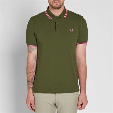 Fred Perry Slim Fit Twin Tipped Polo Rifle Green And Cocktail End Us