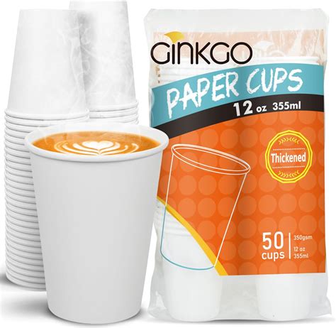 Amazon Ginkgo 12 Oz Disposable Coffee Cups Leak Proof Paper Cups