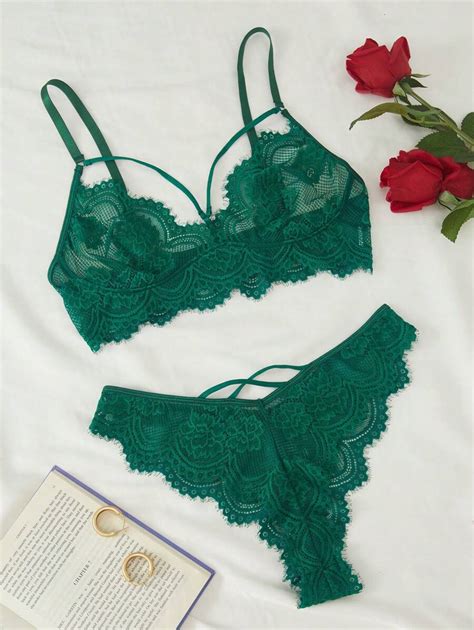 Floral Lace Harness Lingerie Set SHEIN USA