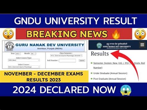 Gndu University Result Declared Now St Rd Th Semester