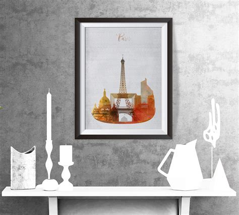 PARIS Skyline Art Watercolor Paris Skyline Paris GIFT Paris Watercolor ...