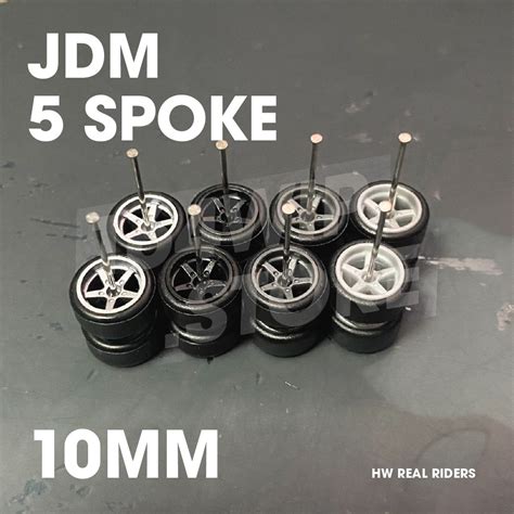 Hot Wheels Real Riders Wheels Mm Spoke JDM White Dark Grey Black Silver Rims Hobbies