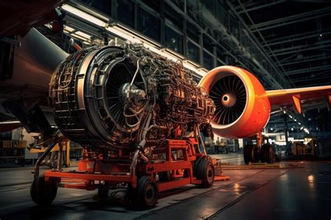 Premium AI Image | The engine of a jet airplane with the engine of the ...