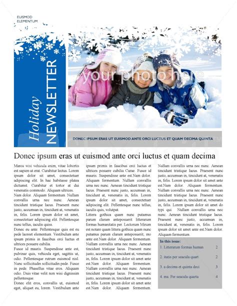 Winter Newsletter Template Newsletter Templates