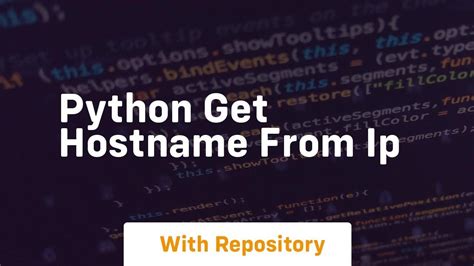 Python Get Hostname From Ip Youtube