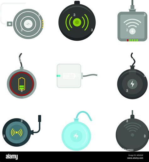 Wireless Charger Icons Set Flat Set Of Wireless Charger Vector Icons