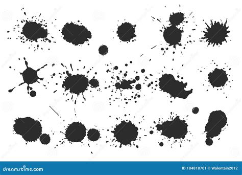 Vector Black And White Ink Splash Paint Blot Drip Splotch Brush Stroke