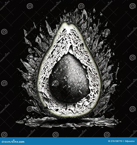 Illustration Of Black And White Avocado Isolated On Neutral Background