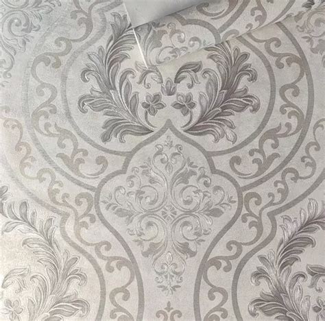 Papel De Parede Importado Arabesco Branco Nude Vinílico Luxo