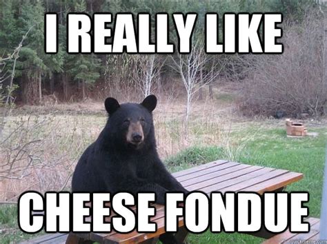 I Really Like Cheese Fondue Broad Statement Bear Quickmeme