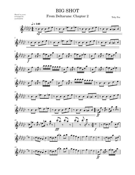 Big Shot Deltarune Chapter 2 Toby Fox Flute Solo Arrangement Sheet Music For Flute Solo