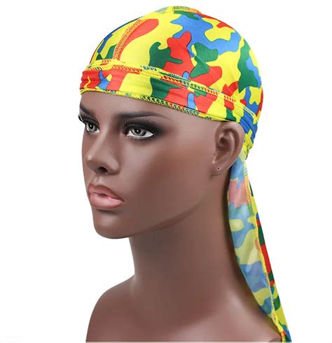 Fashion Mens Durags Turban Bandanas Stitching Outside Camouflage Print