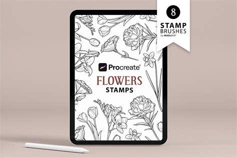 Spring Flowers Procreate Stamps Lily Peony Tulip Design Cuts