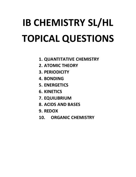 Ib Chem Topic Questions