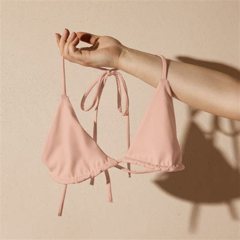Beige Bikini Top Beige String Bikini Top Neutral Color Triangle Bikini Top Skin Color